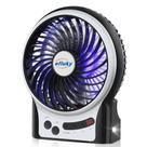 Mini ventilador de mesa com 3 velocidades com luz LED USB recarregável