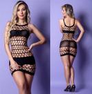 Mini Vestido Arrastão com Detalhes Vazados - Yaffa Lingerie