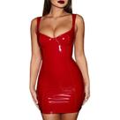 Mini vestido Srieox Faux Leather Latex Bodycon para mulheres