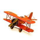 Miniatura Avião De Metal Laranja De Hélice Vintage 18 cm
