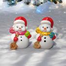 Miniatura Boneco de Neve de Porcelana kit com 2 unidades - Decore Casa