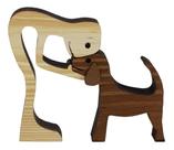 Miniatura Cachorro Pet Bicho Estimação Madeira Decoração 2 Pçeas