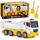 Miniatura Caminhão Caçamba Basculante Construction Com Acessórios Brinquedo Para Meninos
