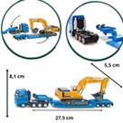 Miniatura Caminhão Prancha MAN com Escavadeira Liebherr Siku 1/87 Conjunto de Transporte Pesado em Metal DieCast Articulado e Detalhado Original