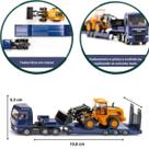 Miniatura Caminhão Prancha MAN com Pá Carregadeira JCB Siku 1/87 Conjunto de Transporte em Metal DieCast Articulado Detalhado Colecionável Original