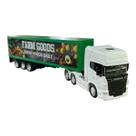 Miniatura Caminhão Scania Branco Bau Verde Welly 1:64