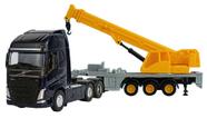 Miniatura caminhão Volvo FH Guindaste Welly 1/64