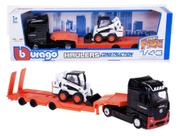 Miniatura Caminhão Volvo FH16 Prancha C/ Escavadeira Volvo EC-220 - Haulers Construction - Street Fire - 1:43 - Burago