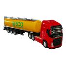 Miniatura Caminhão Volvo Vermelho Tanque Amarelo Welly 1:64