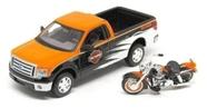 Miniatura Carro Ford F-150 STX - 1:27 c/ Moto FLH Duo Glide (1958) - 1:24 - Harley Davidson - Maisto
