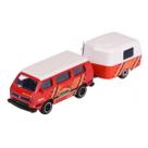 Miniatura Carro Volkswagen Kombi T3 Com Trailer 1/64 Vermelho Majorette Miniatura Carro Volkswagen Kombi T3 Com Trailer 1/64 Vermelho Majorette