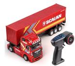Miniatura de Controle Remoto Wltoys Scania 6408 Com A Carreta Baú com leds