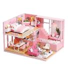 Miniatura de madeira Doll House Cutebee DIY com LED para crianças