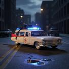 Miniatura Ecto 1 Caça Fantasmas Escala 1:32 Jada Toys Branco
