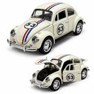 Miniatura Fusca 53 Bege Clássico em Metal Fricção 12,5 CM