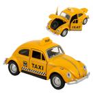 Miniatura Fusca Táxi 12cm Colecionável em Metal com Aberturas
