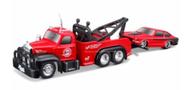 Miniatura Picape Reboque C/ Carro 1/64 Desing Elite Transport 1953 Mack B-61/ 1971 Chevrolet Vega Vm Maisto 15055