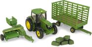 Miniatura Play Set John Deere Trator 6210R Enfardadeira 1/64