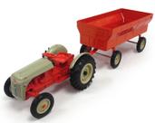 Miniatura trator ertl ford 8n com vagão flarebox escala 1/16