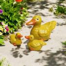 Miniatura Trio Familia Pato Amarelo Enfeite Decoracao