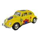 Miniatura Volkswagen Fusca Paz e Amor Amarelo Metal 1:32