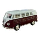 Miniatura Volkswagen Kombi Bordô e Branco Kinsmart 1:32