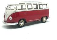 Miniatura Volkswagen Kombi T1 Bus 1963 Vermelho Welly 1/24