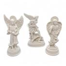 Minis Imagens Trio de Arcanjos Pó de Mármore Branco 9 cm