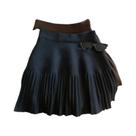 Minissaias Plissadas Coreanas Femininas: Malha Doce, Cintura Elástica, Moda Casual Sólida