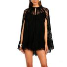 Minivestido Baynoyia de renda transparente, floral transparente para mulheres
