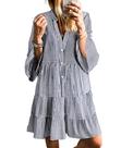 Minivestido feminino SELINK, manga comprida, decote em V, estampa tribal