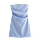 Minivestido Feminino Sem Alças - Plissado, Zíper Traseiro, Cor Sólida