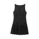 Minivestido Feminino Sem Mangas com Babados - Gola Redonda e Zíper Traseiro