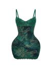 Minivestido SOLY HUX de renda floral de verão Bodycon Green XXS Minivestido SOLY HUX de renda floral de verão Bodycon Green XXS