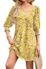 Minivestido WIHOLL Plus Size com decote em V e manga 3/4 para mulheres Minivestido WIHOLL Plus Size com decote em V e manga 3/4 para mulheres