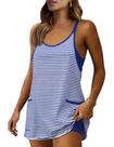 Minivestido Zhiyouni Summer Athletic com decote em V listrado para mulheres