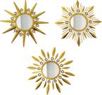 Mirror Manortang Champagne Gold, parede redonda de 9 cm, pacote com 3
