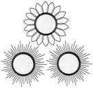 Mirror Uaussi Metal Sunburst Wall, pacote com 3, 12 cm de diâmetro, preto