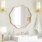 Mirror Wall Beyond Round Wavy 50 cm com moldura de alumínio dourada