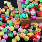 Missangas Fimo Colorido Frutinhas Diy P/ Pulseiras - 50 Un