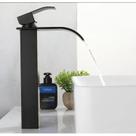 Misturador Cascata Monocomando Alta Banheiro Preto Mesa