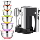Misturador de alimentos Naitesen 600W Misturador manual com 6 taças de aço, conjunto