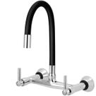 Misturador de Cozinha Furkin Flexível Preto Parede 1/4 de Volta