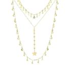 Mix 3 colares eclipse lua e estrelas folheado a ouro 18k