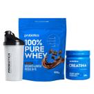 Mix Whey Concentrado Chocolate 24g de Proteína Creatina e Coqueteleira Probiótica