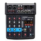 Mixer de Áudio DJ BOMGE 4 Canais com MP3, USB e Bluetooth