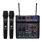 Mixer de Áudio Karaoke BOMGE 04E - 4 Canais com 2 Microfones UHF Sem Fio