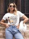 MM BOUTIQUE Blusinha T-shirt Feminina Onça Pintada Moda Blogueira