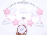 Mobile bebê fixo (nao gira e nao roca musica) lua rosa