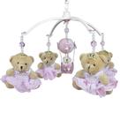 Móbile Musical Ursinha Princesa e Balão Rosa Quarto Bebê Infantil Menina